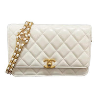 CHANEL Polished Lambskin Wallets Shoulder Bag Crossbody Bag Regular Women's White