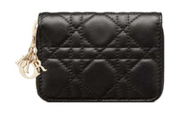 DIOR Lady Dior Sheepskin Wallet Small Size Women's Black