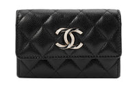 CHANEL Crystal Enamel Cc Logo Flap Card Holder Black AP3342