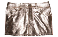 SAINT LAURENT Leather Short Skirts Women's Pink Gold