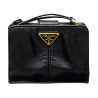 PRADA Leather Wallet Small Size Women's Black