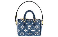 LOUIS VUITTON Speedy Denim Pillow Bag Key Pouch Coin Purse Extra Mini Women's Blue