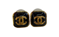 CHANEL Stud Earrings Women's Black
