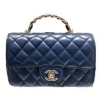 CHANEL Lambskin Chain Bag Shoulder Bag Crossbody Bag Mini Women's Blue