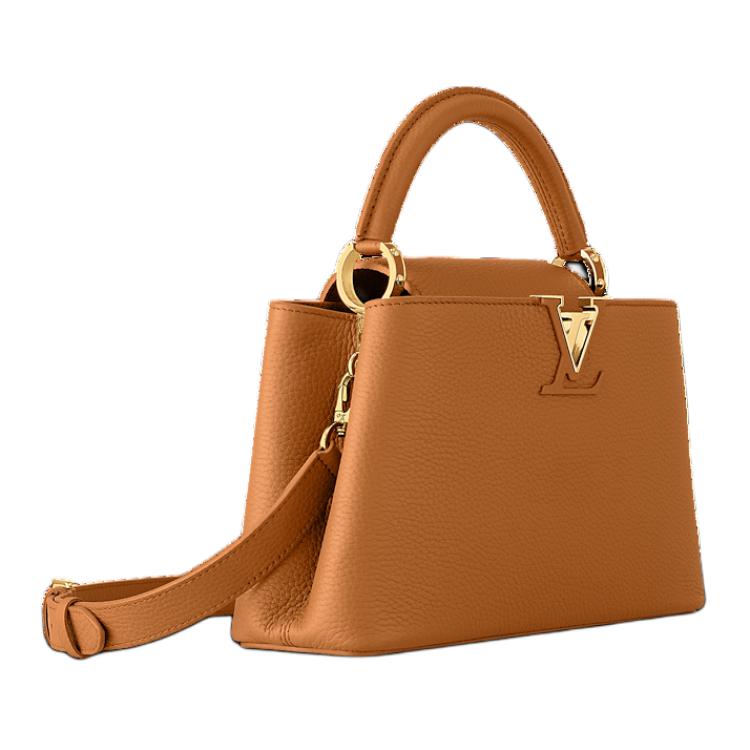LOUIS VUITTON Capucines Leather Shoulder Bag Crossbody Bag Handbag Small Size Women's Saffron