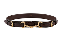 CELINE Water Snake Pattern Decoration Leather Belts Women's Brown