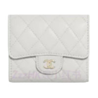 CHANEL Shiny Grained Calfskin Wallet Women's Light Gray