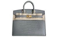 HERMES Birkin Crocodile Leather Birkin Bag Handbags Mini Women's 0V Cement Ash