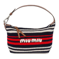 MIU MIU Leather Handbag Women's Blue & Red & White