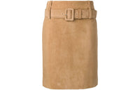 PRADA FW21 Leather Short Skirts Women's Khaki