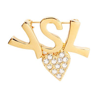 SAINT LAURENT Pre Owned Ysl Rhinestone Brooch