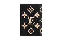 LOUIS VUITTON Embossed Soft Grained Cow Leather Passport Holder Women's Black/Beige