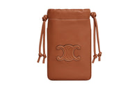 CELINE Triomphe Smooth Sheep Leather Shoulder Bag Crossbody Bag Cell Phone Pouch Women's Tawny