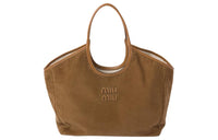 MIU MIU Corduroy Tote Bag Shopping Bag Handbag Women's Cinnamon