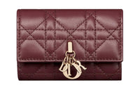 DIOR Lambskin Wallet Women's Burgundy