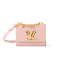 LOUIS VUITTON Twist Grained Leather Shoulder Bag Crossbody Bag Small Size Women's Pink