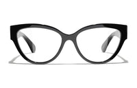 CHANEL Plate Frame Cat Eye Eyeglass Frames Women's Black
