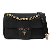 PRADA Saffiano Calfskin Shoulder Bag Women's Black