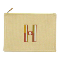 HERMES Cotton Storage Bags Clutches Large Size Women's Lemon Red Ochre Stone Color