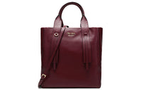 PRADA Leather Handbag Shoulder Bag Women's Cherry Red