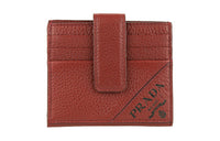 PRADA Leather Card Holder Men's Red