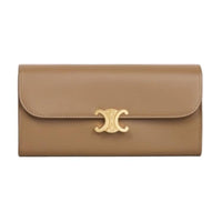 CELINE Calfskin Wallet Large Size Women's Dark Umber