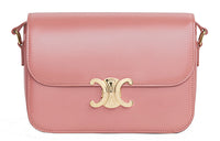CELINE Triomphe Cow Leather Handbags Shoulder Bag Crossbody Bag Medium Size Women's Rose