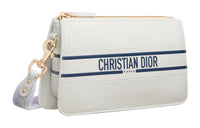 DIOR Cow Leather Clutch Regular Women's White