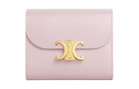 CELINE Cow Leather Wallet Small Size Women's Light Pink