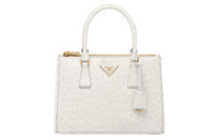 PRADA Galleria Killer Bag Ostrich Leather Shoulder Bag Crossbody Bag Handbag Medium Size Women's White
