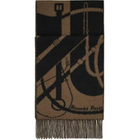 HERMES Cashmere Knit Scarves Men's Brown