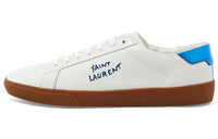 SAINT LAURENT SL 06 Low Top Stylish Skateboarding Shoes Men's White Blue