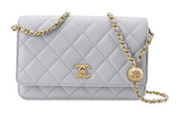 CHANEL Pearl Crush Adjustable Strap Woc Light Grey AP1450
