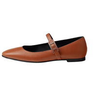 HERMES Jane Flat Mary Jane Shoes Women's Brown