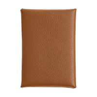 HERMES Calvi Duo Evercolor Leather Card Holder Women's 37 Gold Brown
