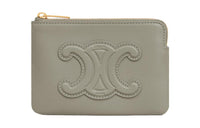 CELINE Triomphe Smooth Cow Leather Card Holder Coin Purse Women's Green Clay