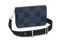 LOUIS VUITTON Cow Leather Messenger Bag Shoulder Bag Men's Black Blue