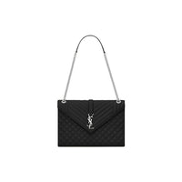 SAINT LAURENT ENVELOPE Grained Embossed Cow Leather Envelope Bag Crossbody Bag Shoulder Bag Women's Black