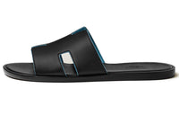 HERMES Izmir Sandal Noir Bleu Faïence Calfskin Nappa Leather