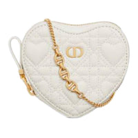 DIOR Caro Calfskin Handheld Shoulder Bag Crossbody Bag Women's White