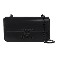 CELINE Triomphe Arc De Triomphe Shiny Cow Leather Shoulder Bag Crossbody Bag Small Size Women's Black