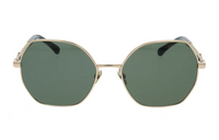 CHANEL Metal Irregular Shape Sunglasses Women's Gold