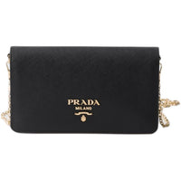 PRADA Cow Leather Shoulder Bag Mini Women's Black