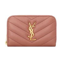 SAINT LAURENT CASSANDRE Lambskin Wallet Women's Light Pink