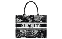DIOR Embroidery Tote Bag Shopping Bag Shoulder Bag Handbag Medium Size Women's Black