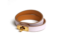 HERMES Calfskin Gold-Plated Bracelets Women's Fuchsia