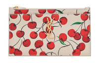 SAINT LAURENT Leather Coin Purse, Clutch Women's Soft Milk White
