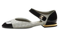 CHANEL Chunky Heel Mary Jane Shoes Women's Black Gray