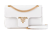 PRADA Leather Shoulder Bag, Crossbody Bag Women's White