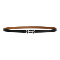 HERMES Calfskin Leather Belts Women's Black/Gold Width 1.3CM